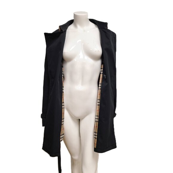 Burberry Women's Short Kensington Heritage Trench Coat Black Sz 12 / L LATEST - Picture 11 of 16